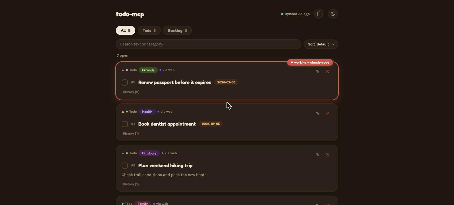 Docket web dashboard, dark theme, showing a claimed in-progress item